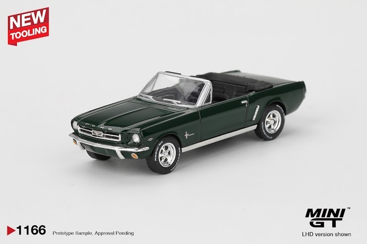 PO-$89 * MINI GT * 1:64 1166 Ford Mustang Convertible 1964 Highland Green LHD
