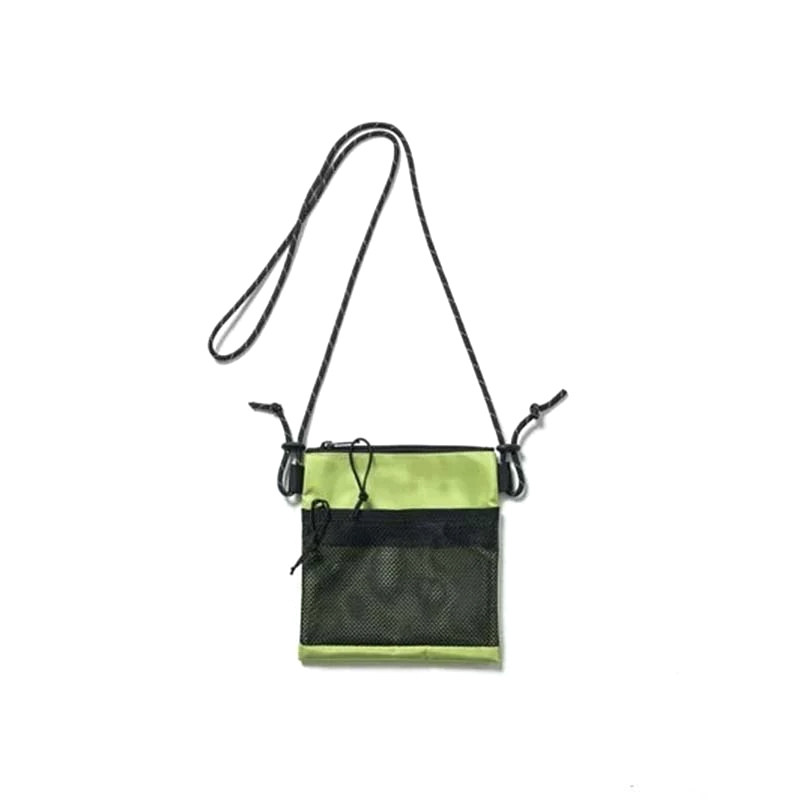 MESH SHOULDER BAG 尼龍網眼小包 抽繩背帶 單肩包 側背包螢光綠 CP-BP-07 [台灣現貨]