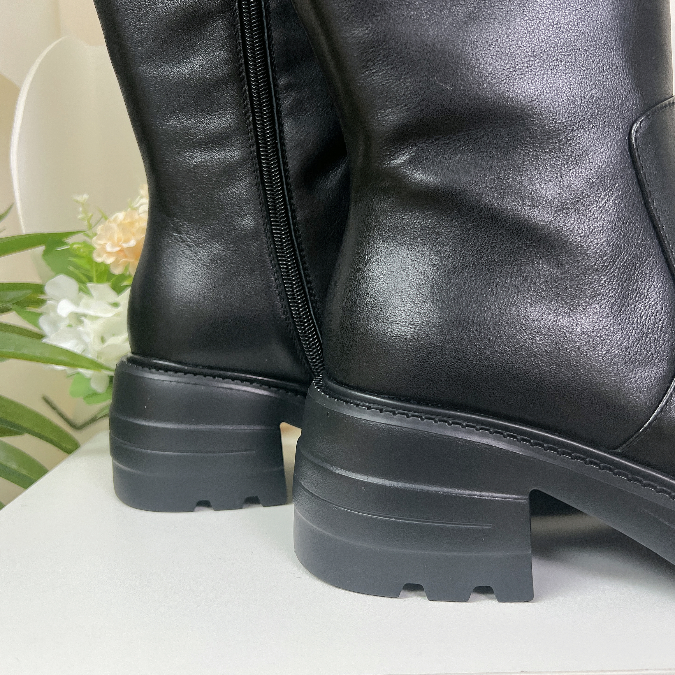 頭層羊皮皮革長靴(正常碼)(後高2吋)(筒長35cm)(35-40)8429 #2511clo