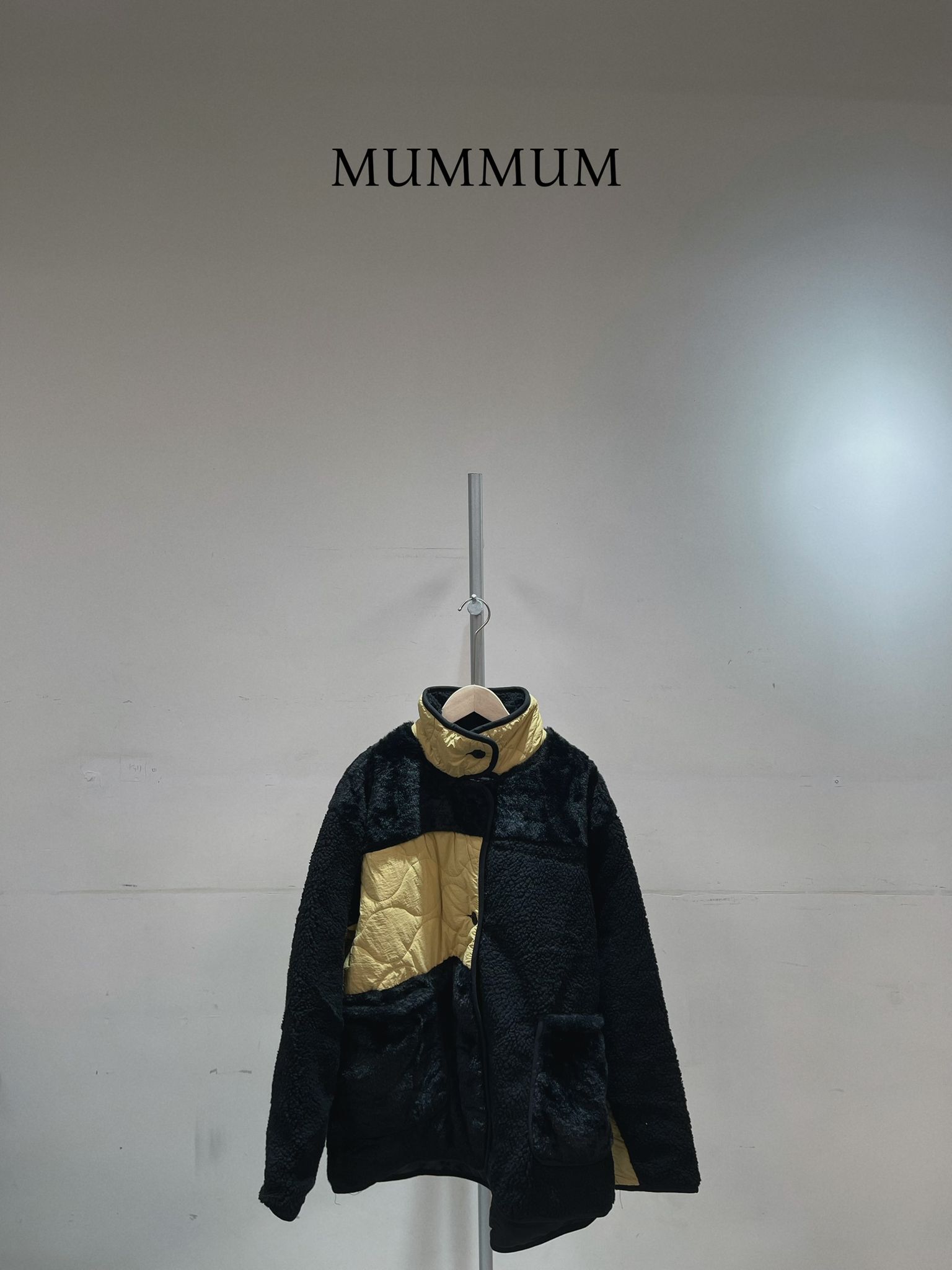 0212891a/拼接質地羊羔絨棉衣 54/54/33