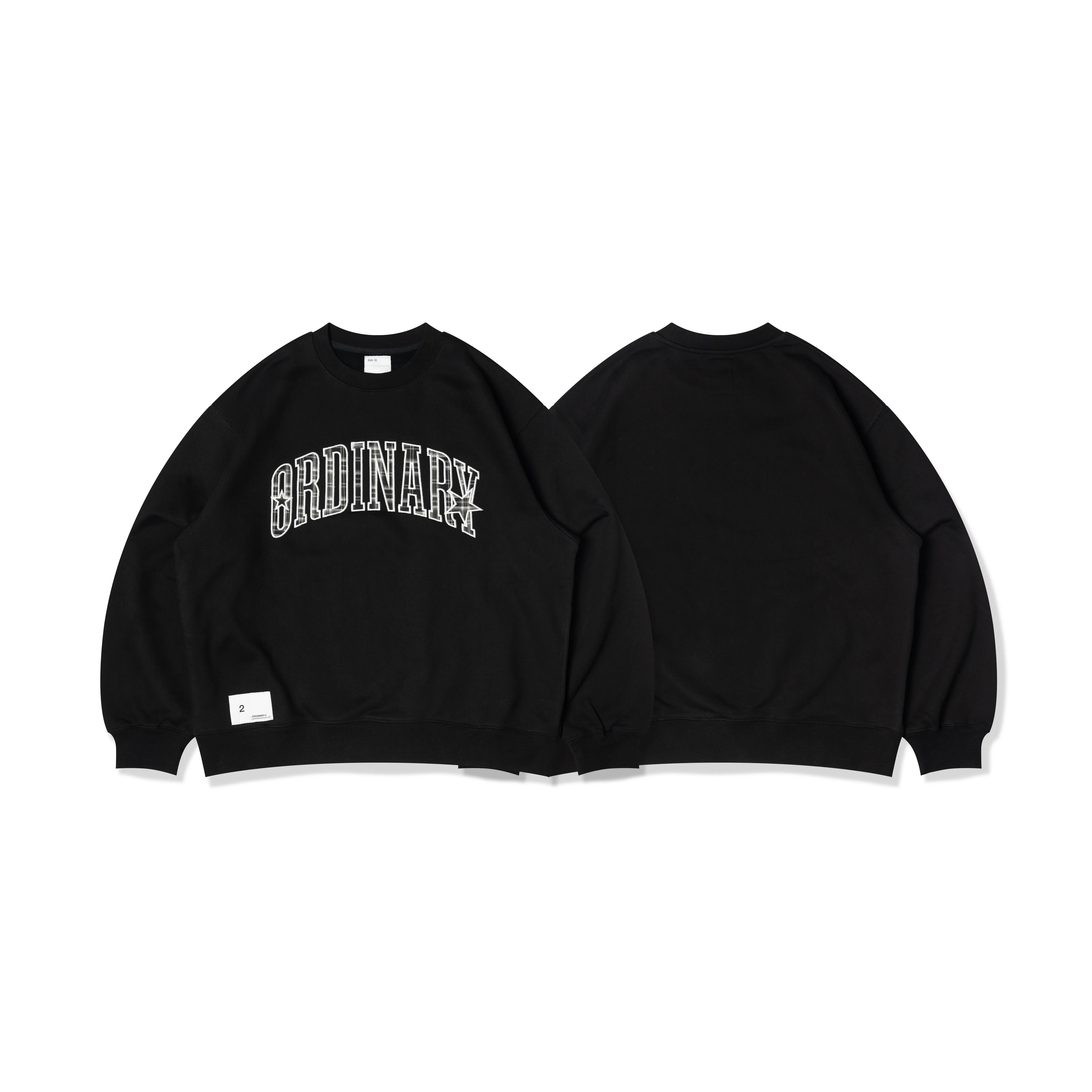 ORDINARY 格紋貼布繡LOGO大學tee