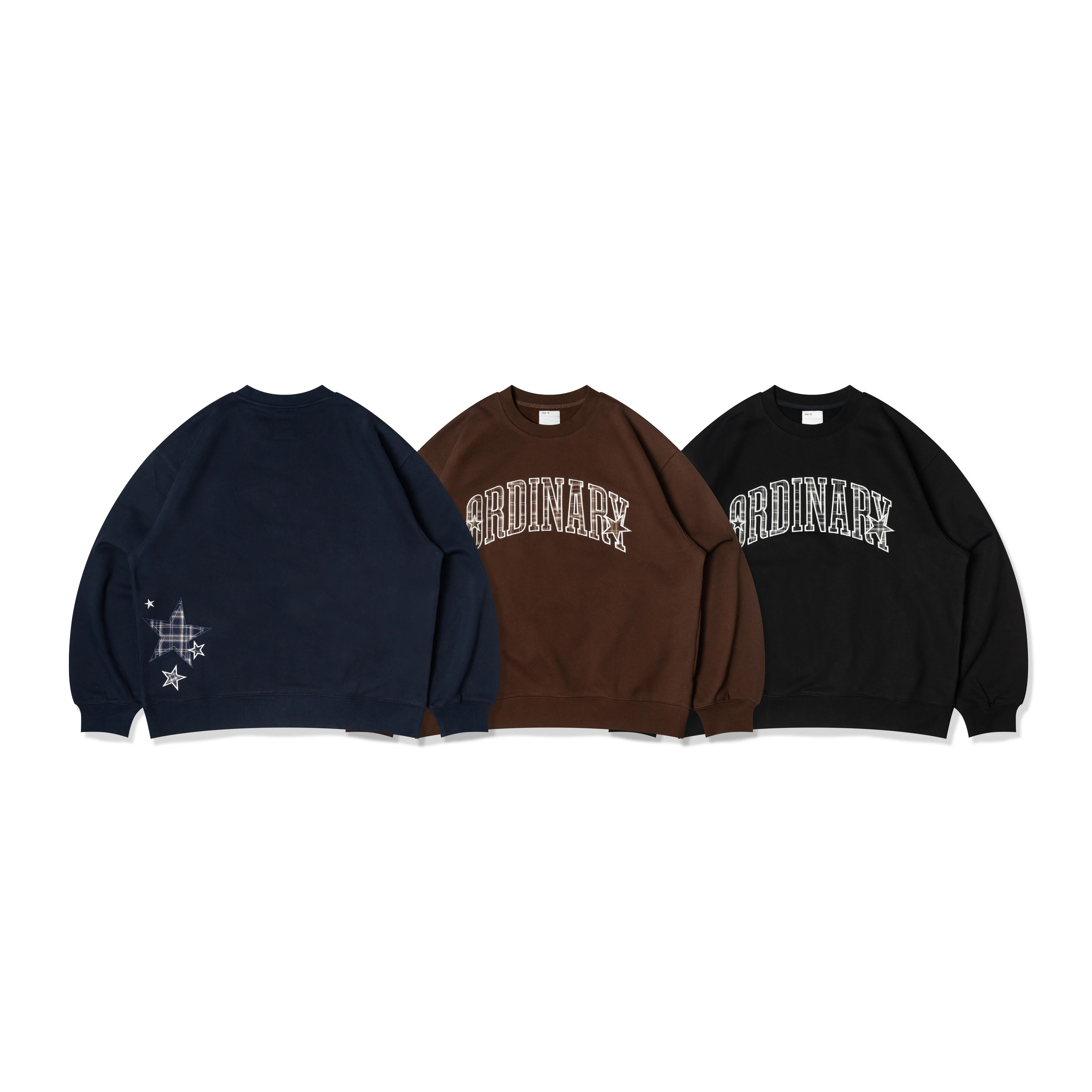 ORDINARY 格紋貼布繡LOGO大學tee