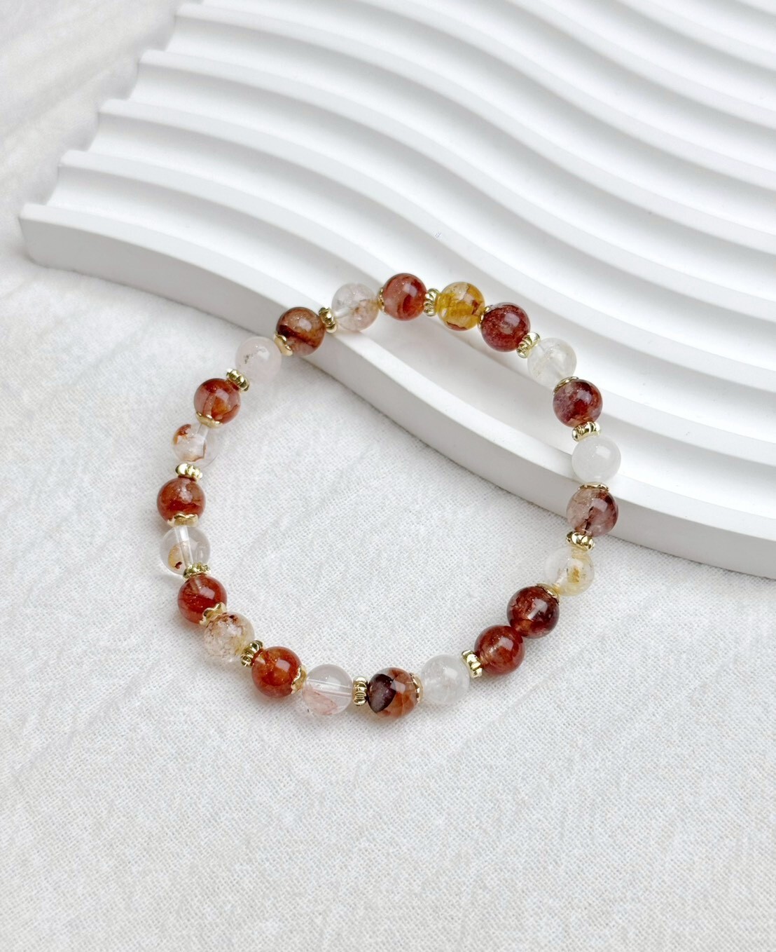 紅膠花水晶手鍊