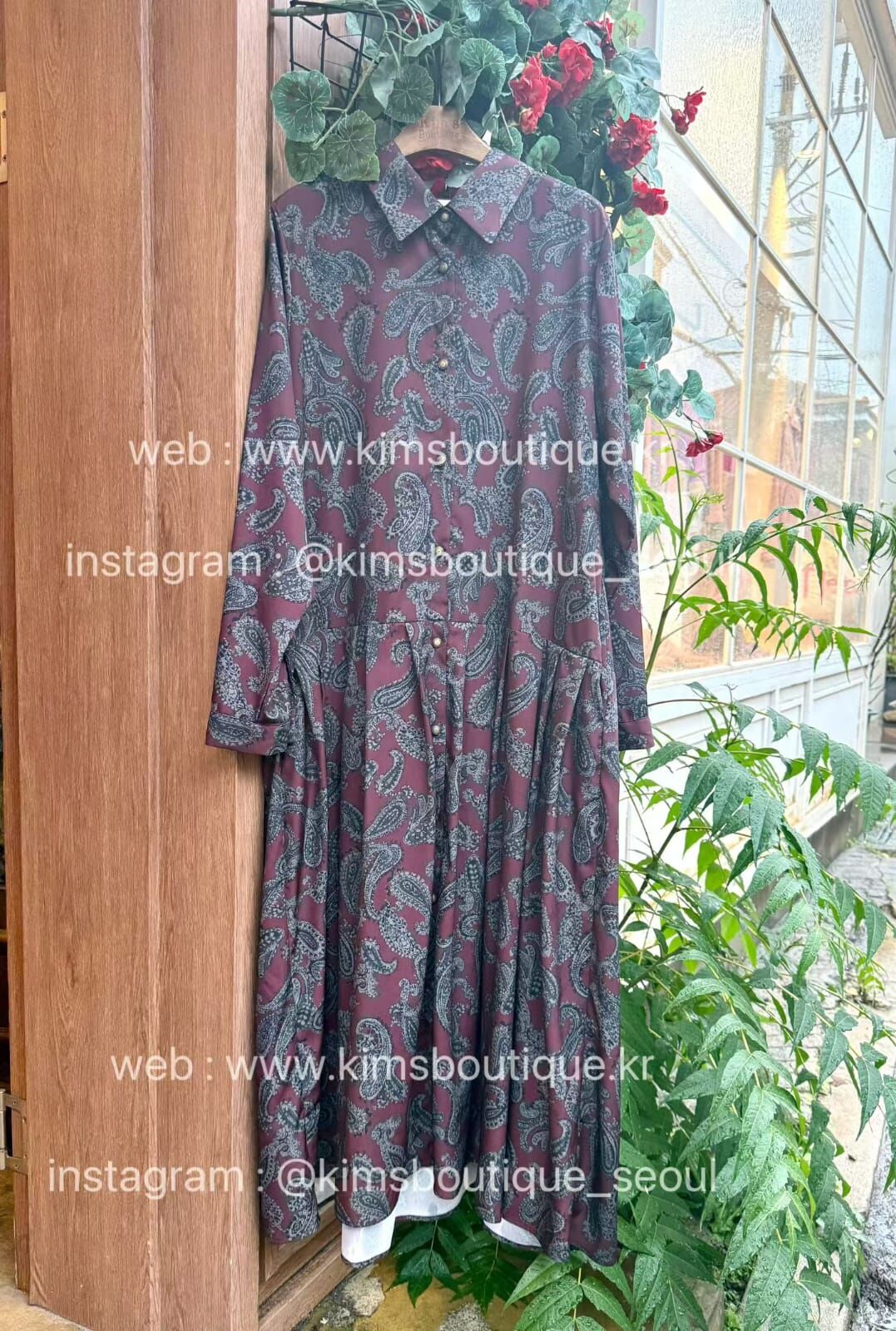 KM5232 polo領腰果花連身裙