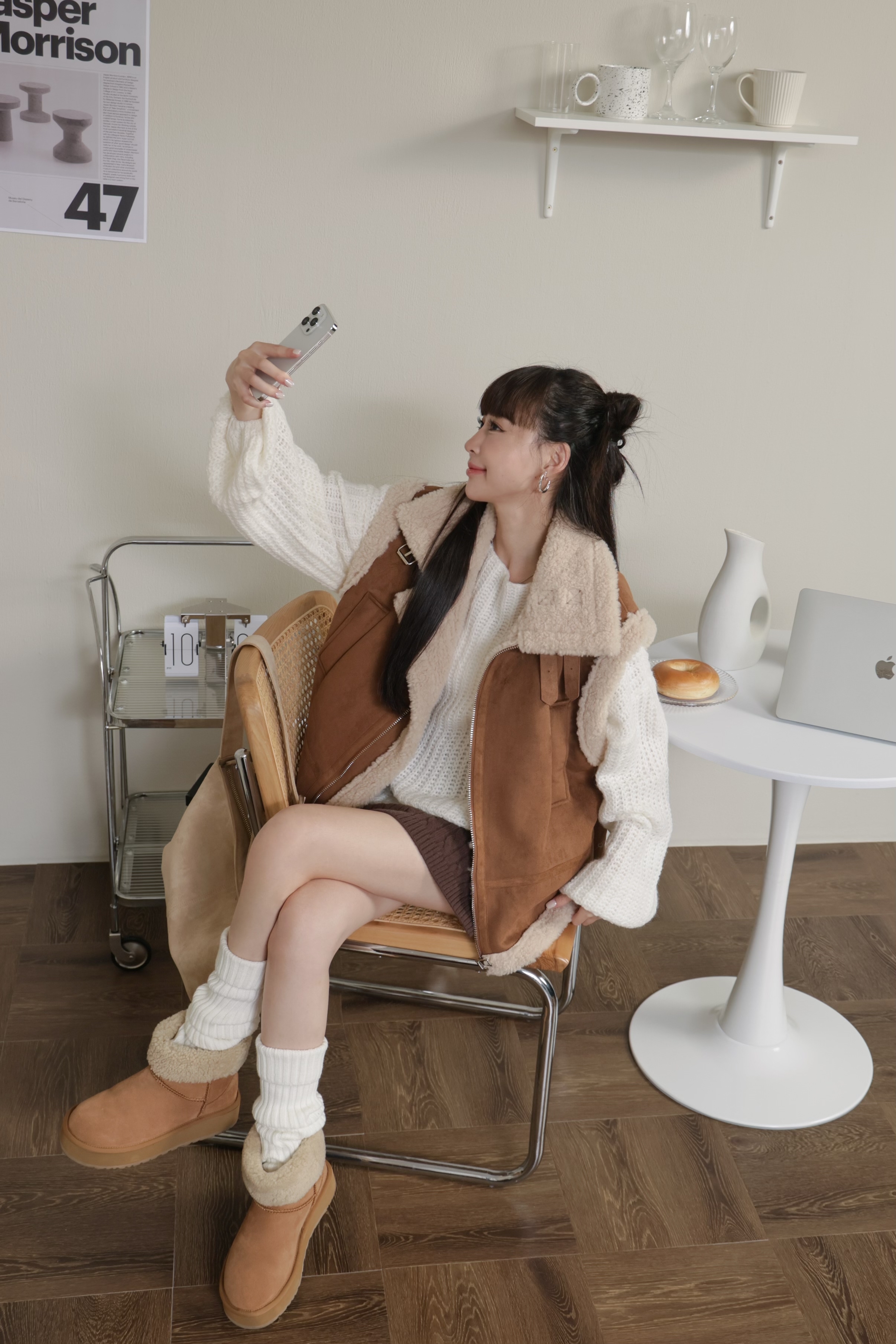 （現貨）大推羔羊毛毛麂皮背心 N44