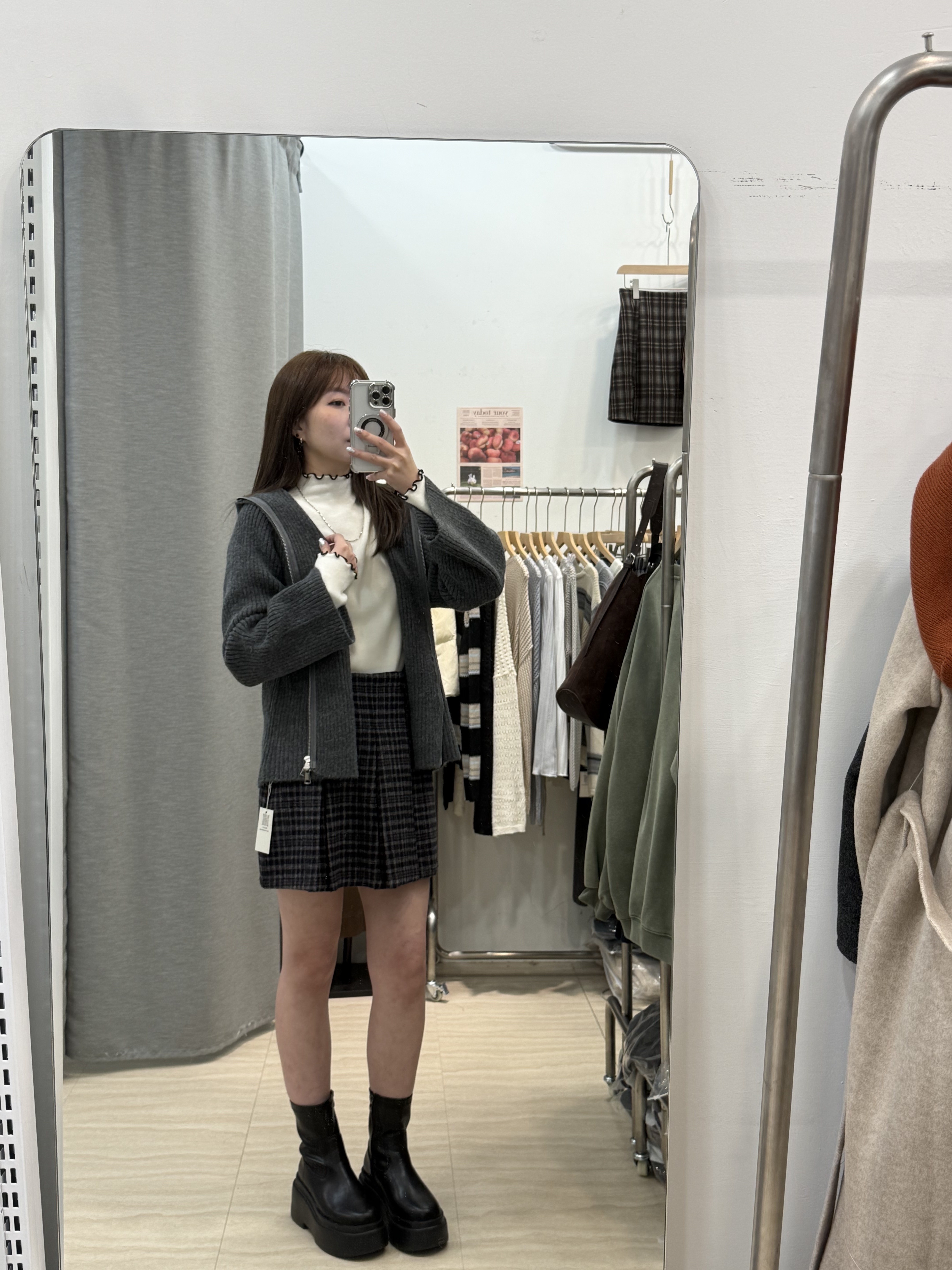 直紋連帽針織外套