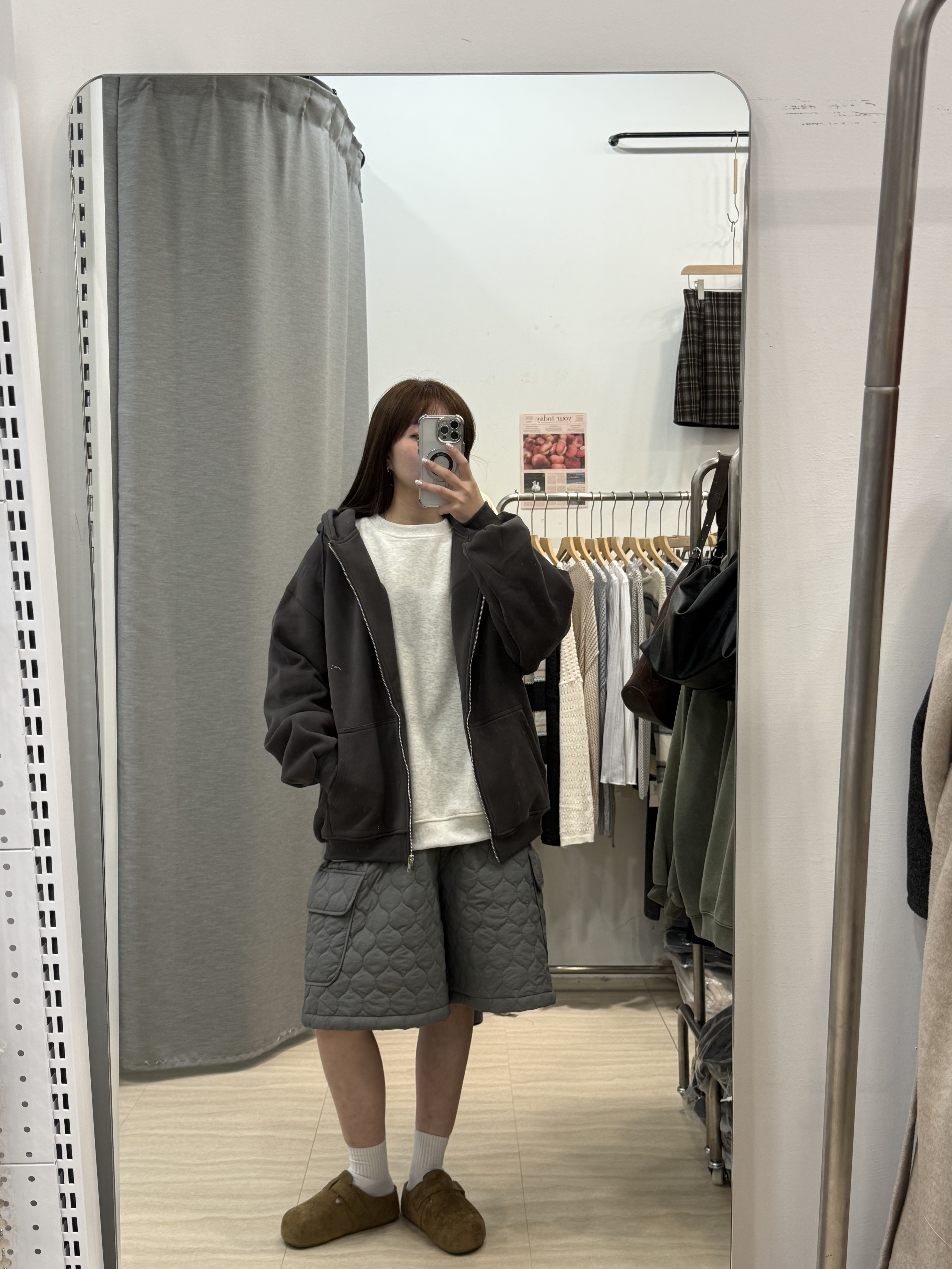 菱紋紋鋪棉全鬆緊五分褲