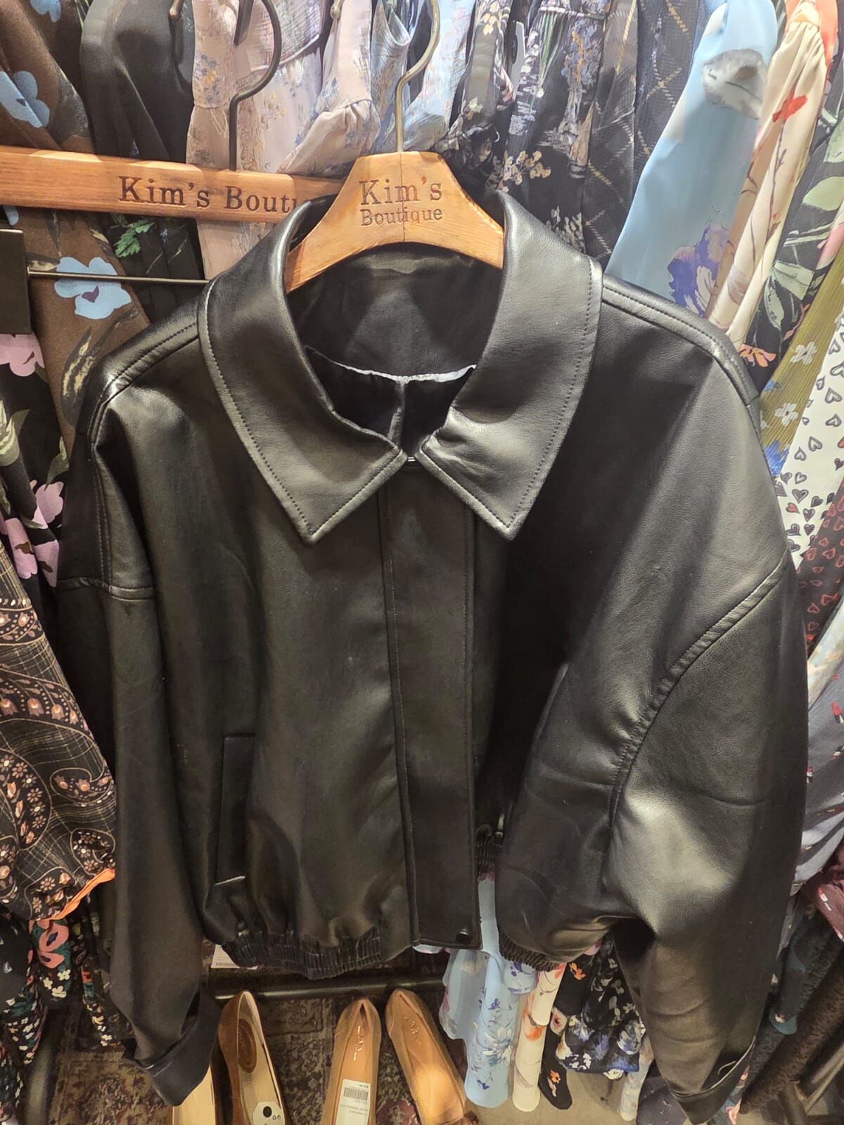 KM5240 黑色PU仿皮短夾克