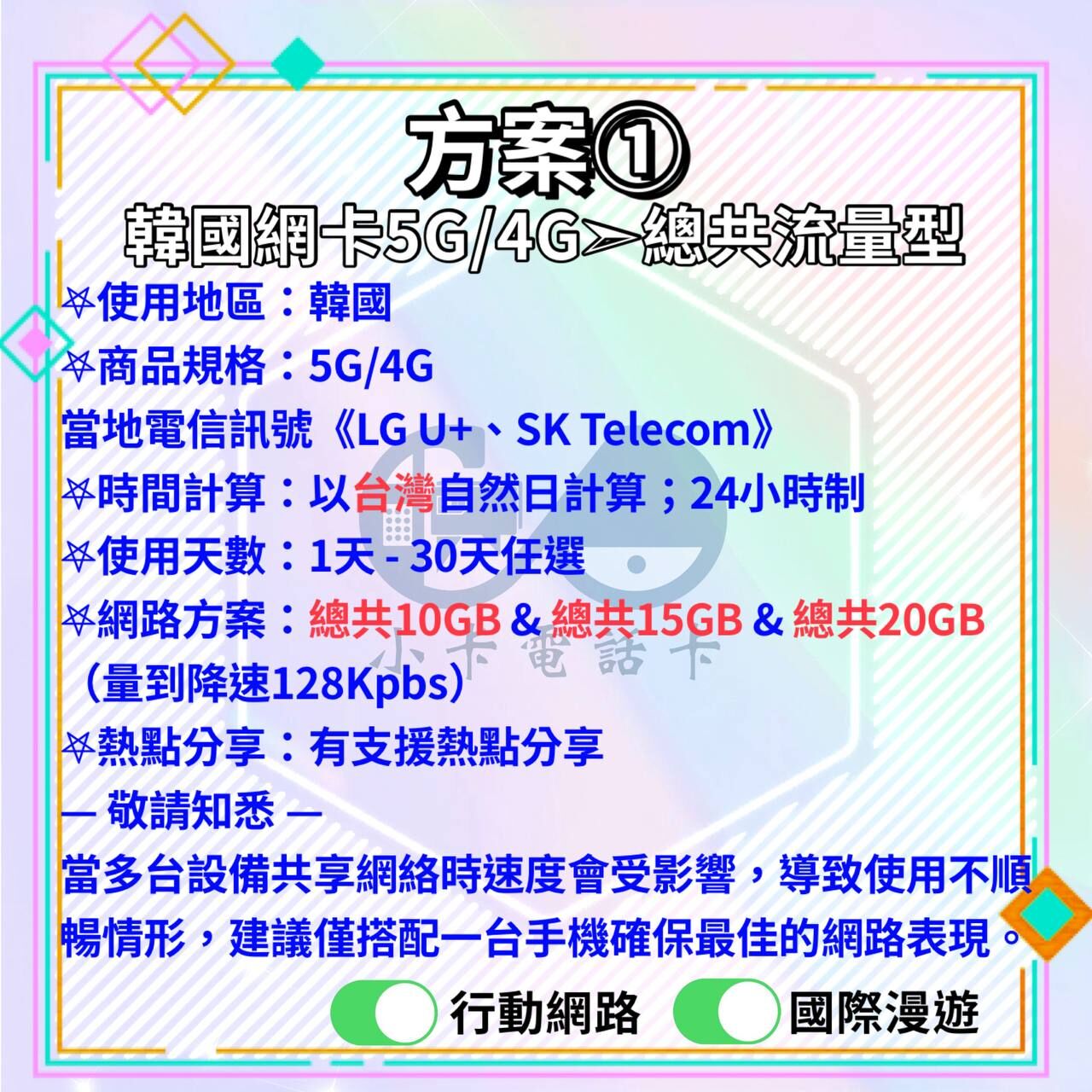 【SIM卡】韓國上網卡｜總量型·每日不限量〈隨插即用、免實名、熱點分享〉