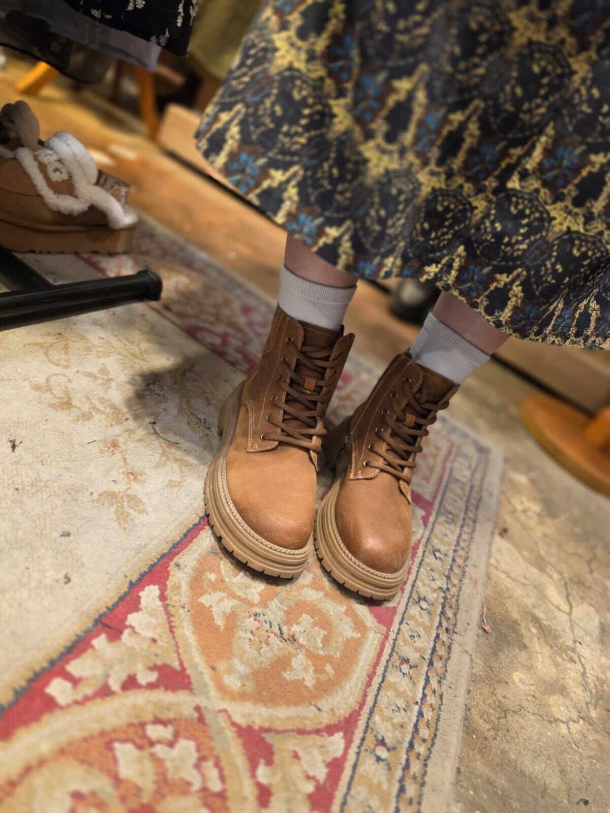 KM5249 牛皮手工軍裝短靴 *足碼*