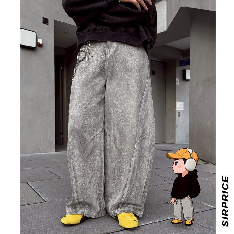 重磅洗白街頭豹紋褲