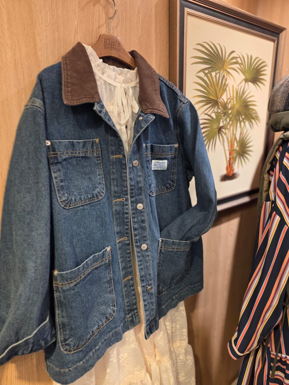 KM5257 燈芯絨領邊寬鬆牛仔褸