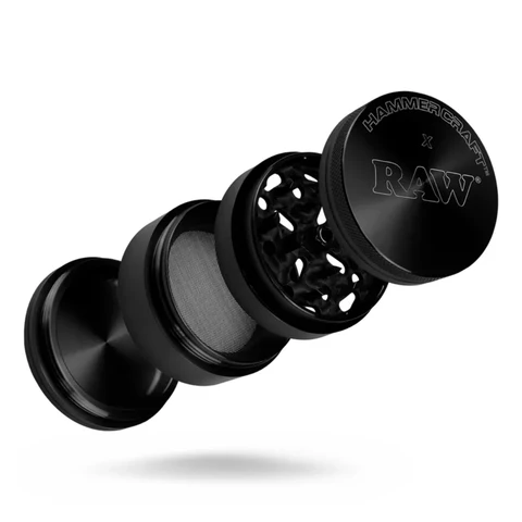 🇪🇸RAW x Hammercraft - 55mm 4 pieces Black Aluminum Grinder 聯名款四層研磨器