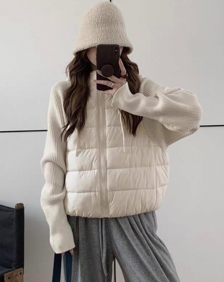 【親膚舒適的連帽鋪棉背心針織外套】(現貨)