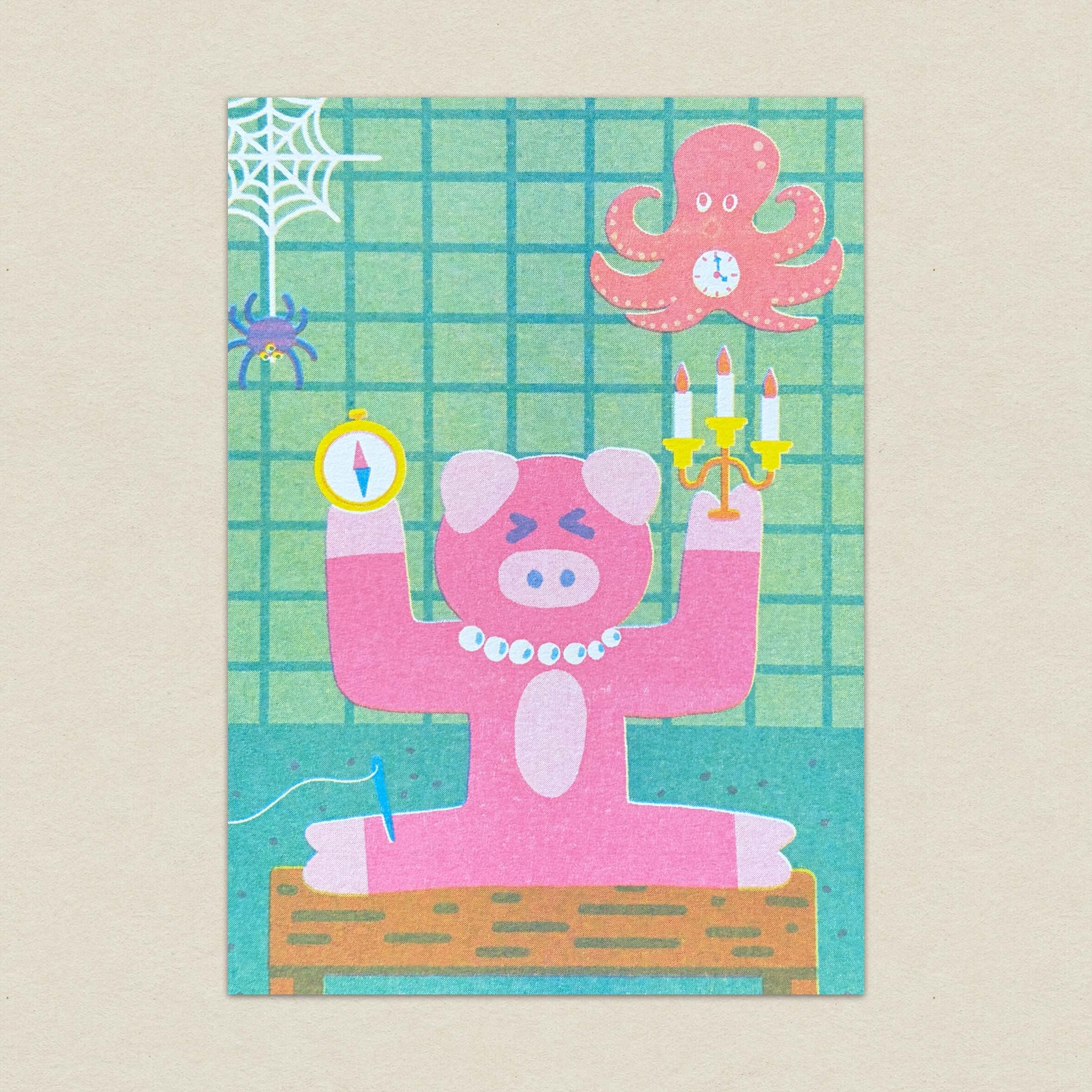 豬的「ㄓ」/孔版印刷明信片