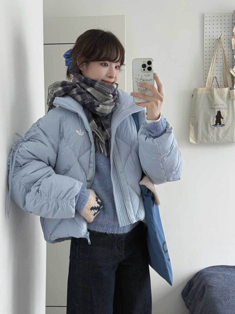 ADIDAS ORIGINALS 蝴蝶結 綁帶 鴨絨 菱格紋 短版 羽絨外套 保暖 女款 奶油白 KC2611 淺藍 KC2612 檸檬黃 KC2613 / 預購