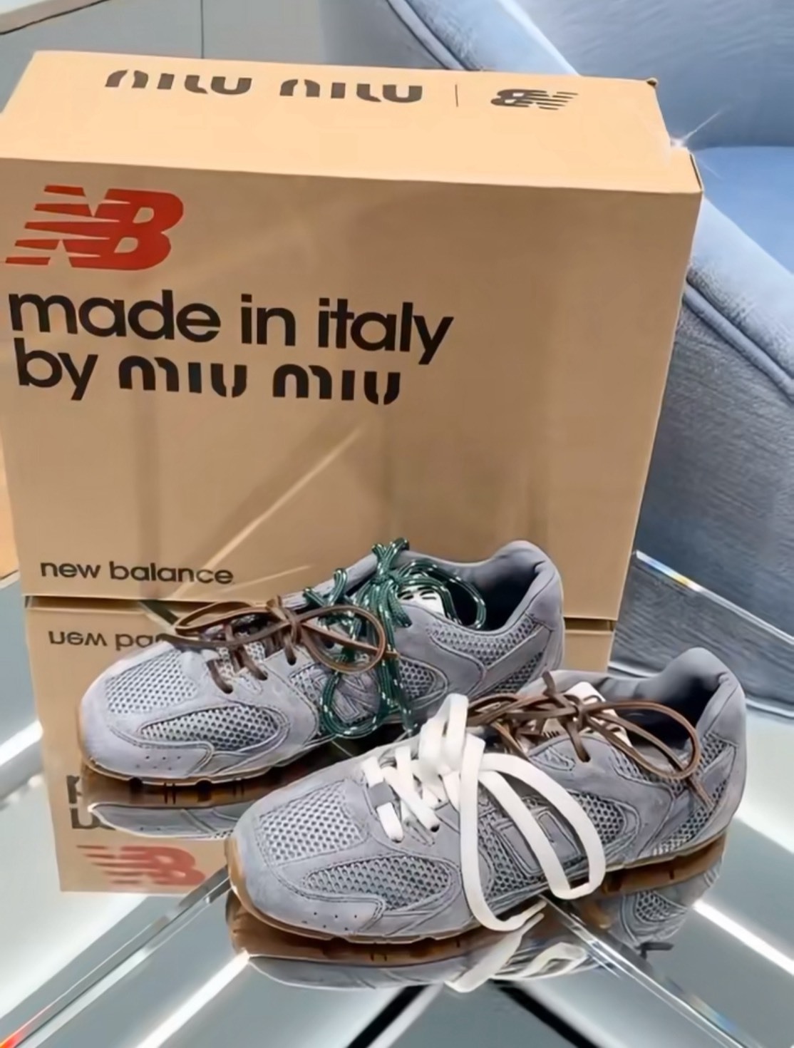 New Balance x MIU MIU 530 SL 奢華聯名｜霧霾藍｜女款 低幫休閒鞋