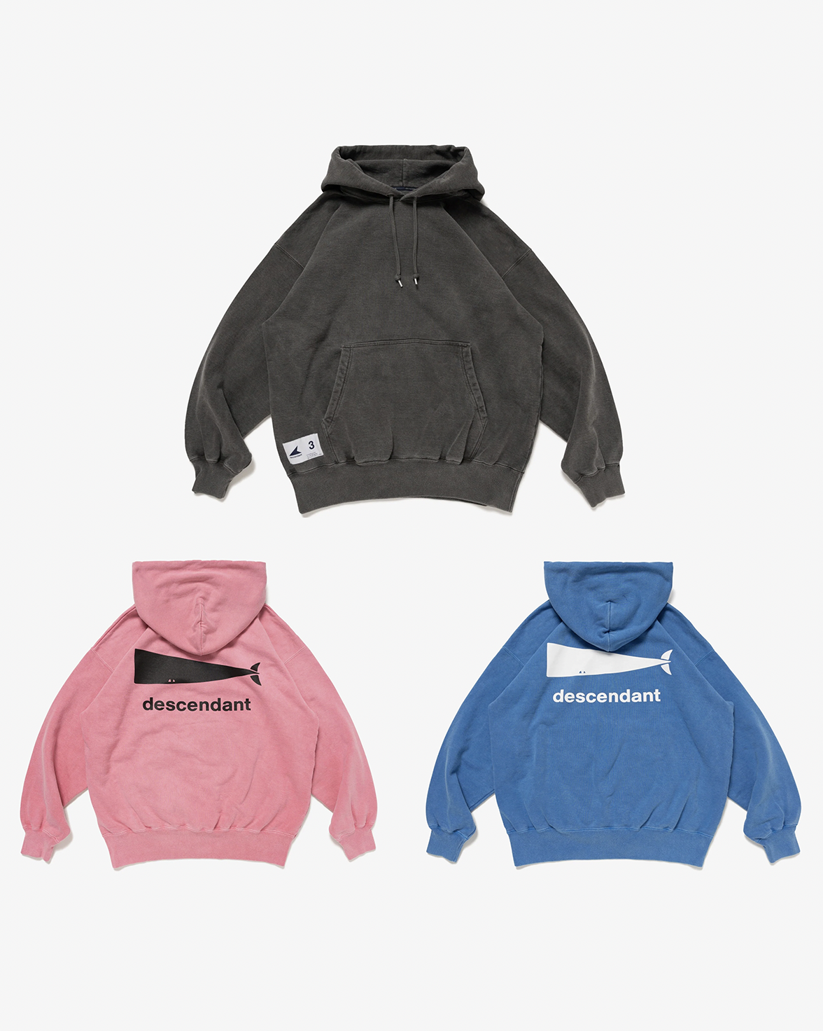 [Instock] DESCENDANT FW25 CACHALOT HOODY PIGMENT DYE | (BLACK / BLUE / PINK)