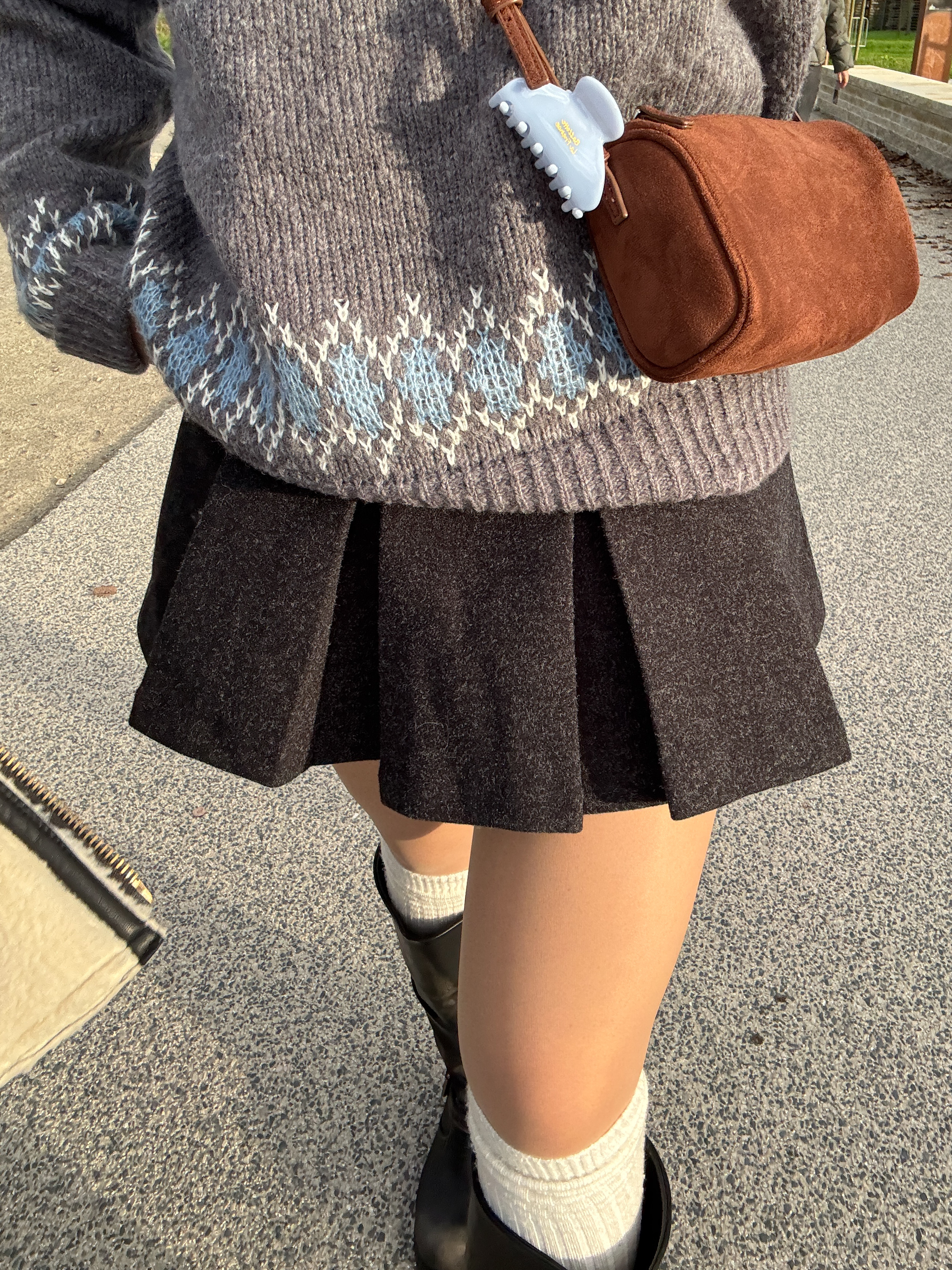 溫柔氣質感羊絨百褶裙(超顯瘦）