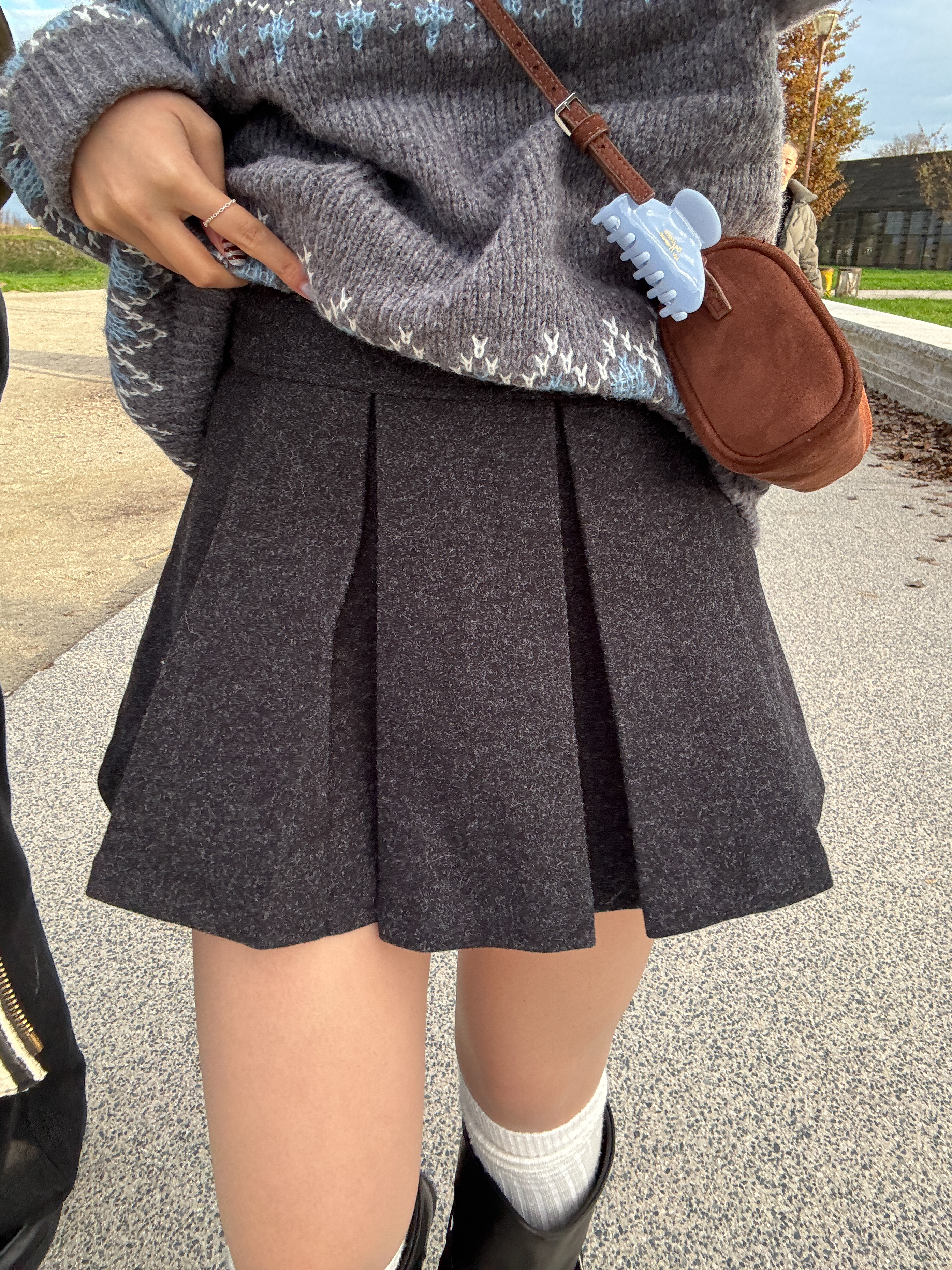 溫柔氣質感羊絨百褶裙(超顯瘦）