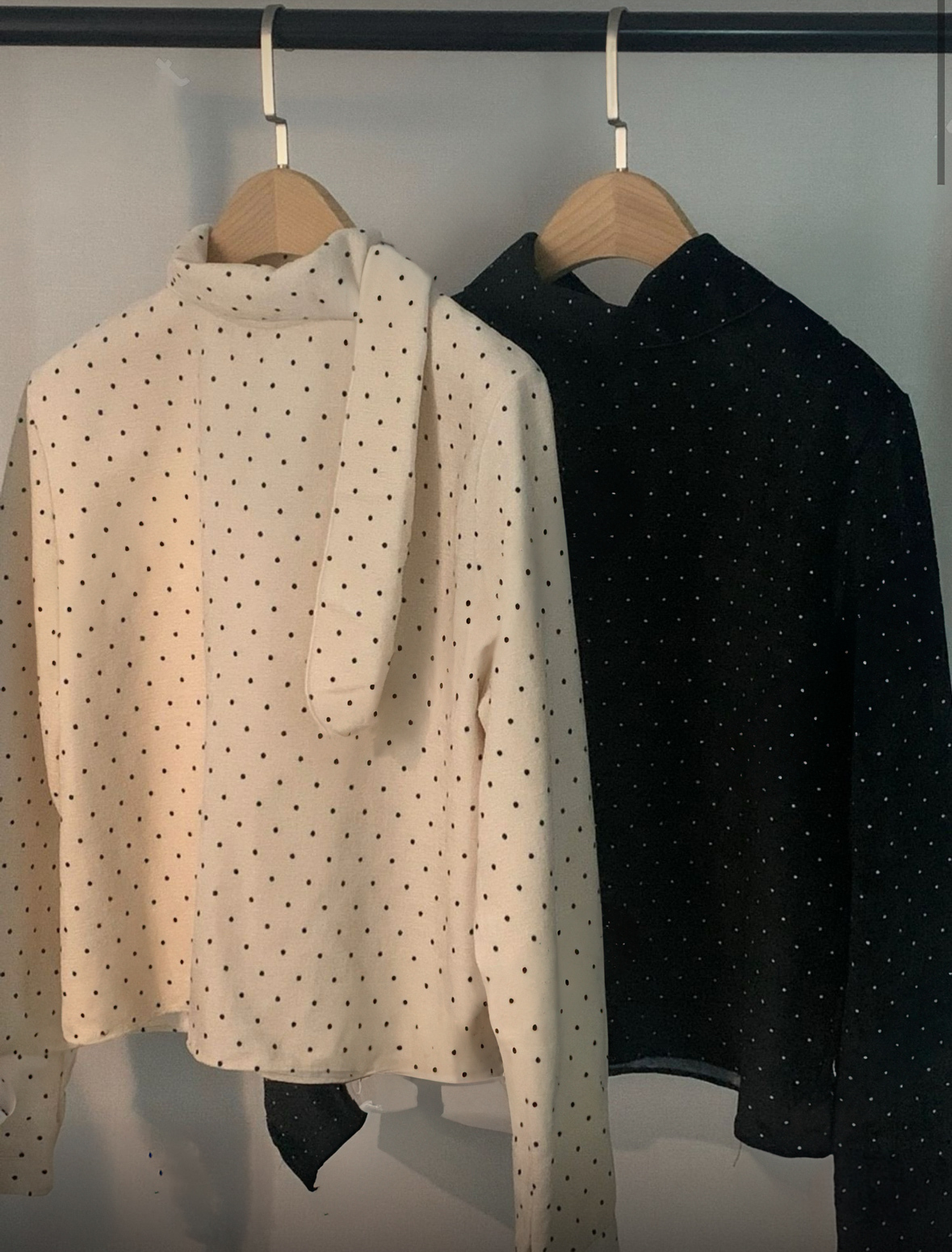 法式復古絲絨波點blouse