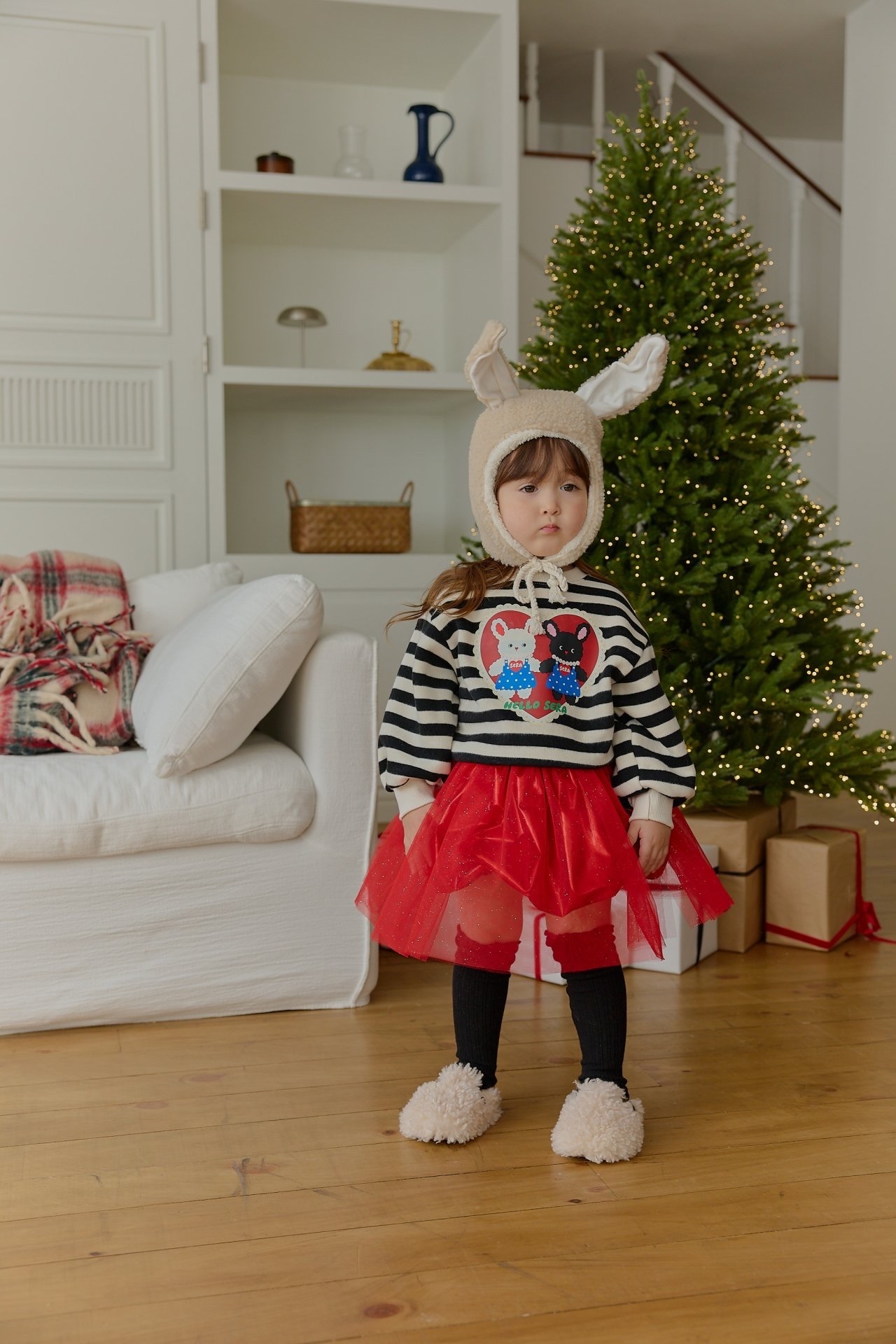 Sera Stripe Heart Rabbit Sweatshirt