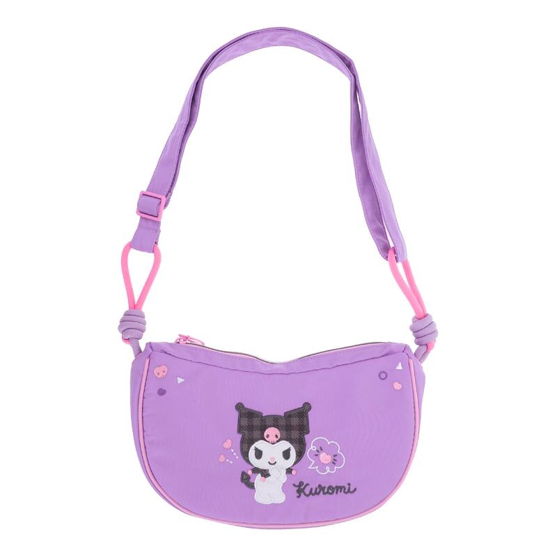 Kuromi 雙面繡花粗繩斜揹袋 9-8593-1