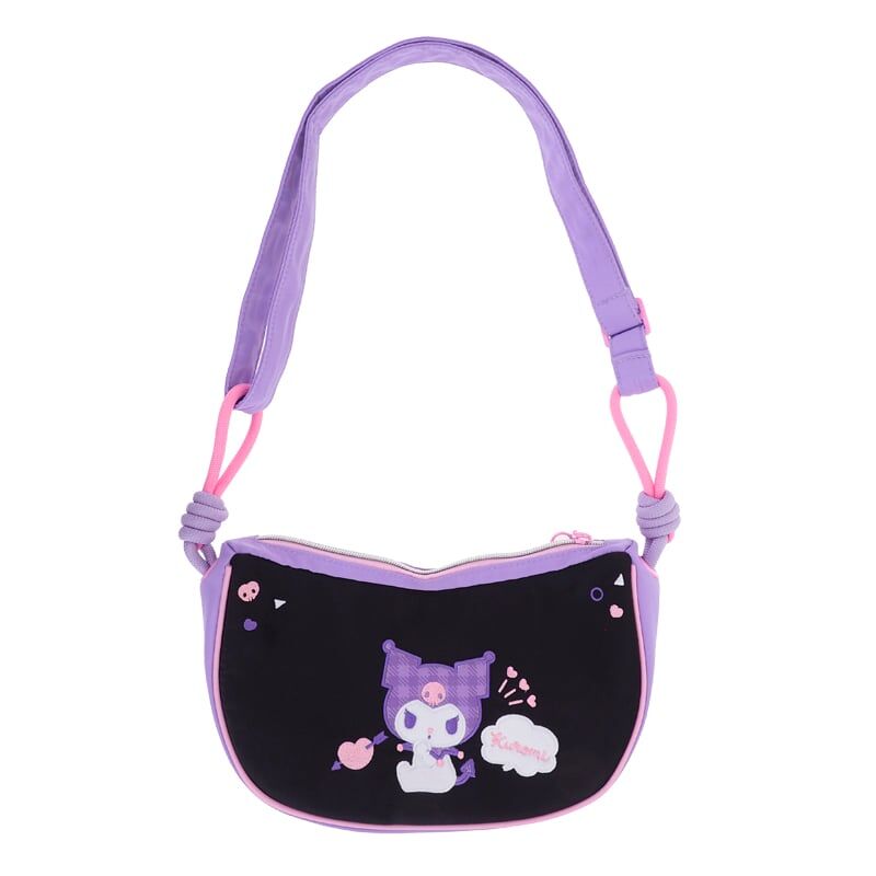 Kuromi 雙面繡花粗繩斜揹袋 9-8593-1