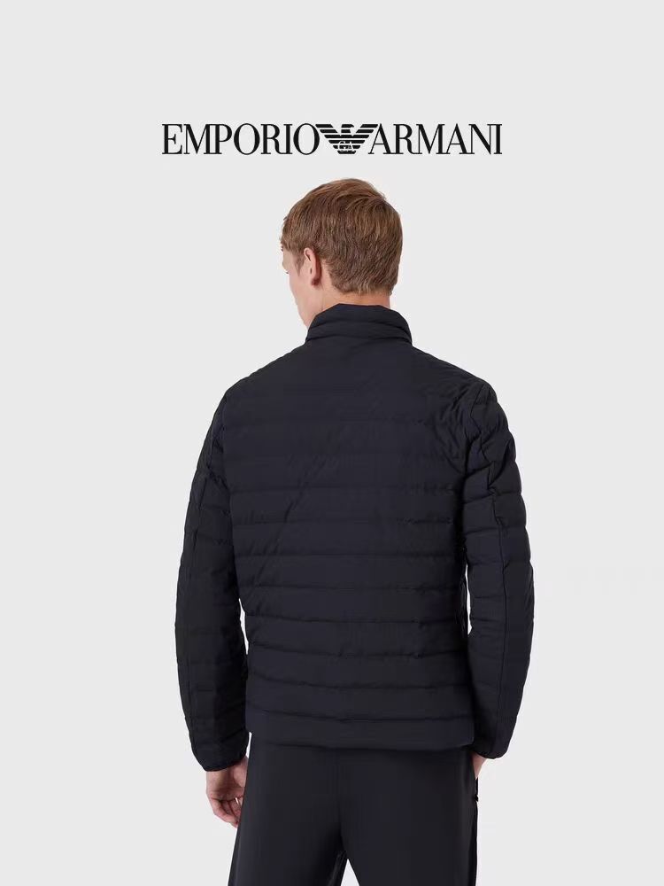 ARMANI 黑色 男款 logo 薄羽絨外套