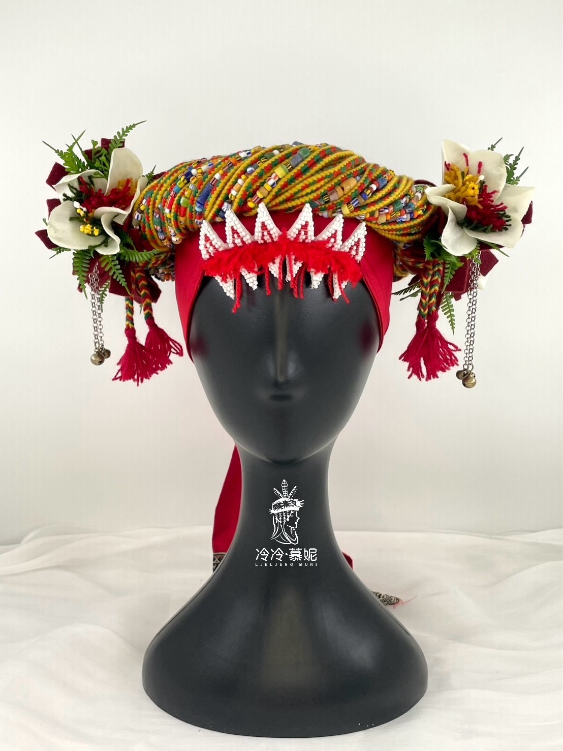 M-No.2女童款毛線串珠花環52cm