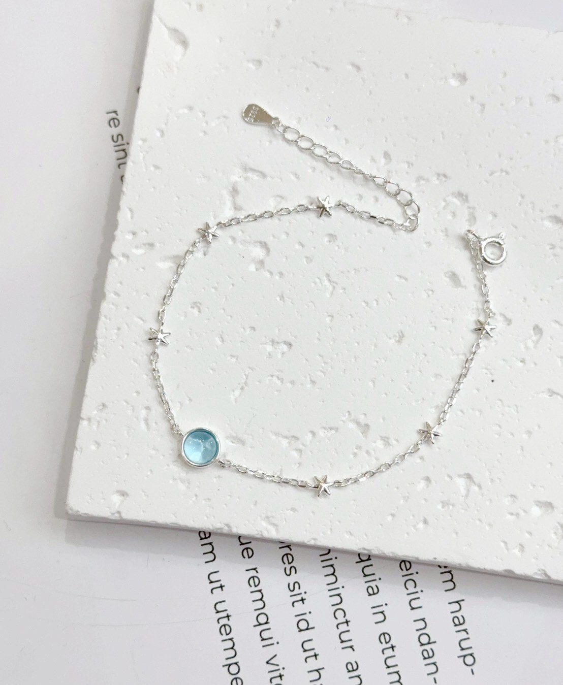 藍色琉璃純銀手鍊