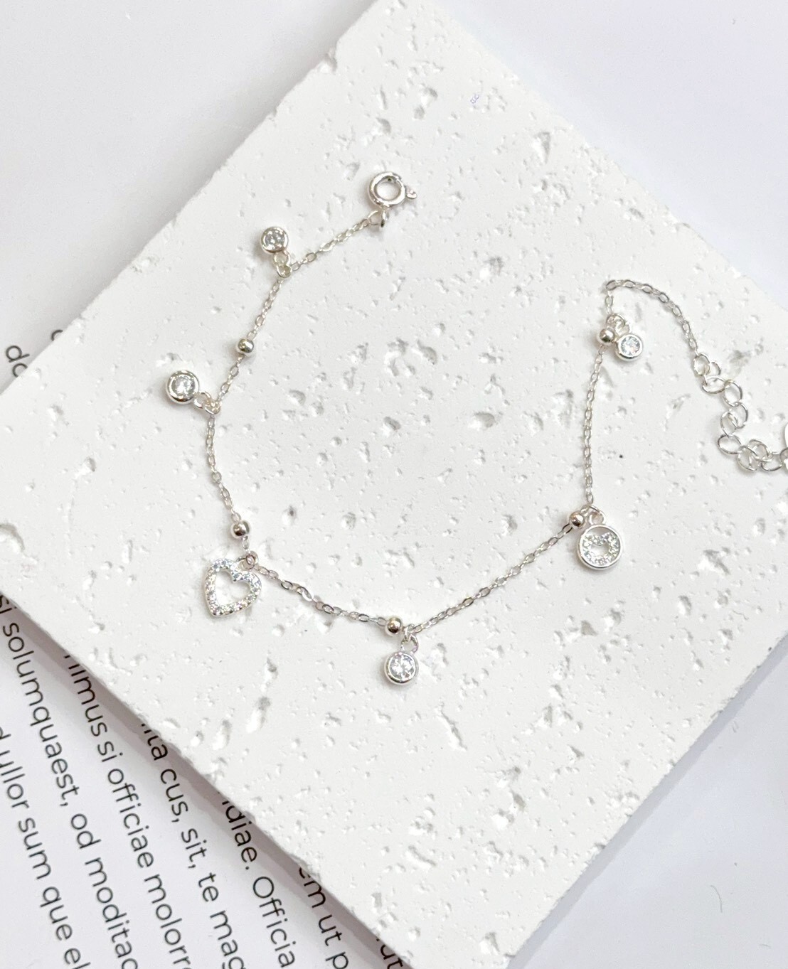 愛心鑽鑽純銀手鍊