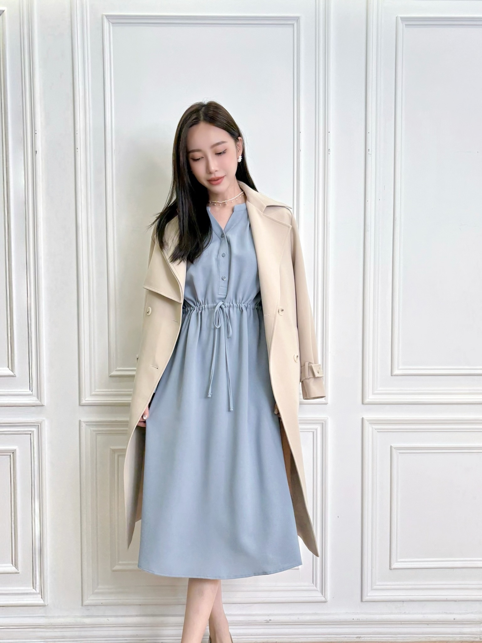 絕美大牌感雙排釦風衣