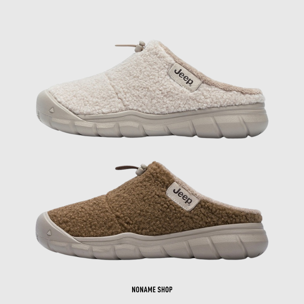 JEEP 秋冬 保暖 毛毛 麵包 懶人鞋 兩色 (女款)