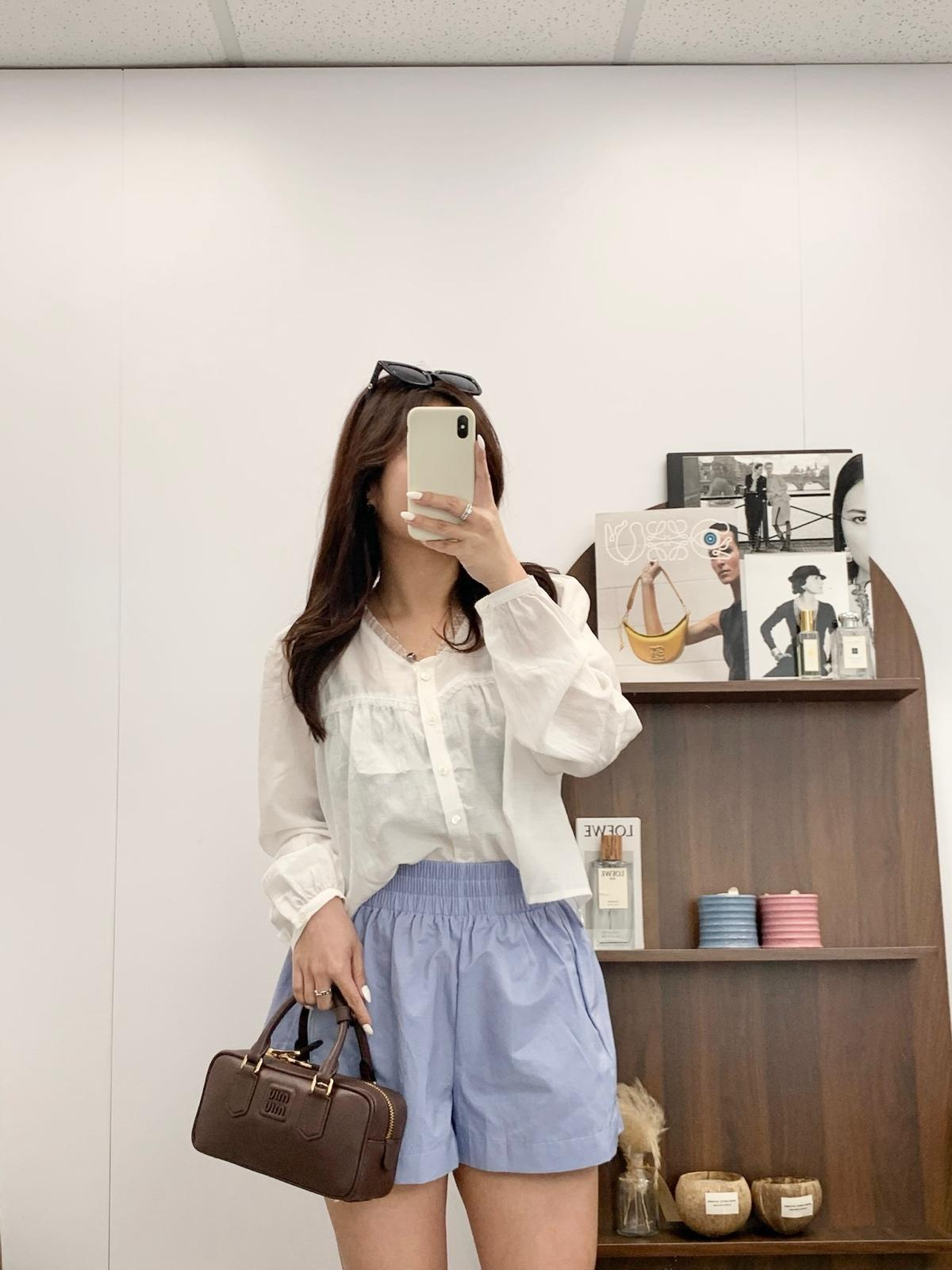 全橡筋腰休閒短褲(藍色)