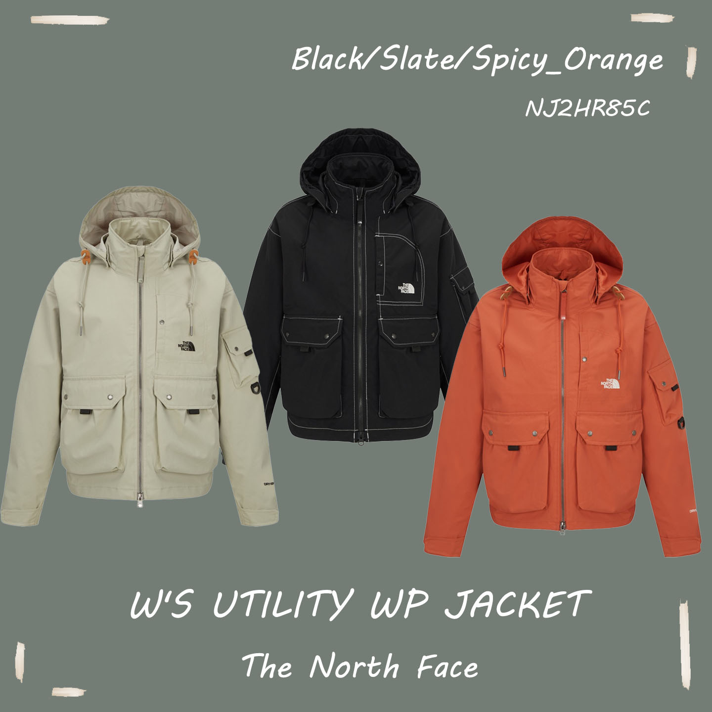 【OWN】The North Face 連帽外套 防風防水 露營 戶外 登山 DRYVENT 女生 黑色 石綠 橘紅