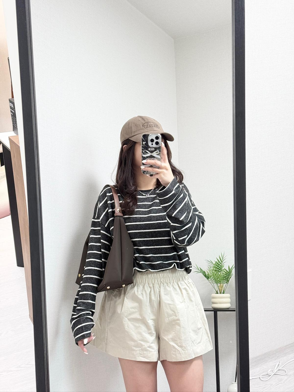 全橡筋腰休閒短褲(杏色)