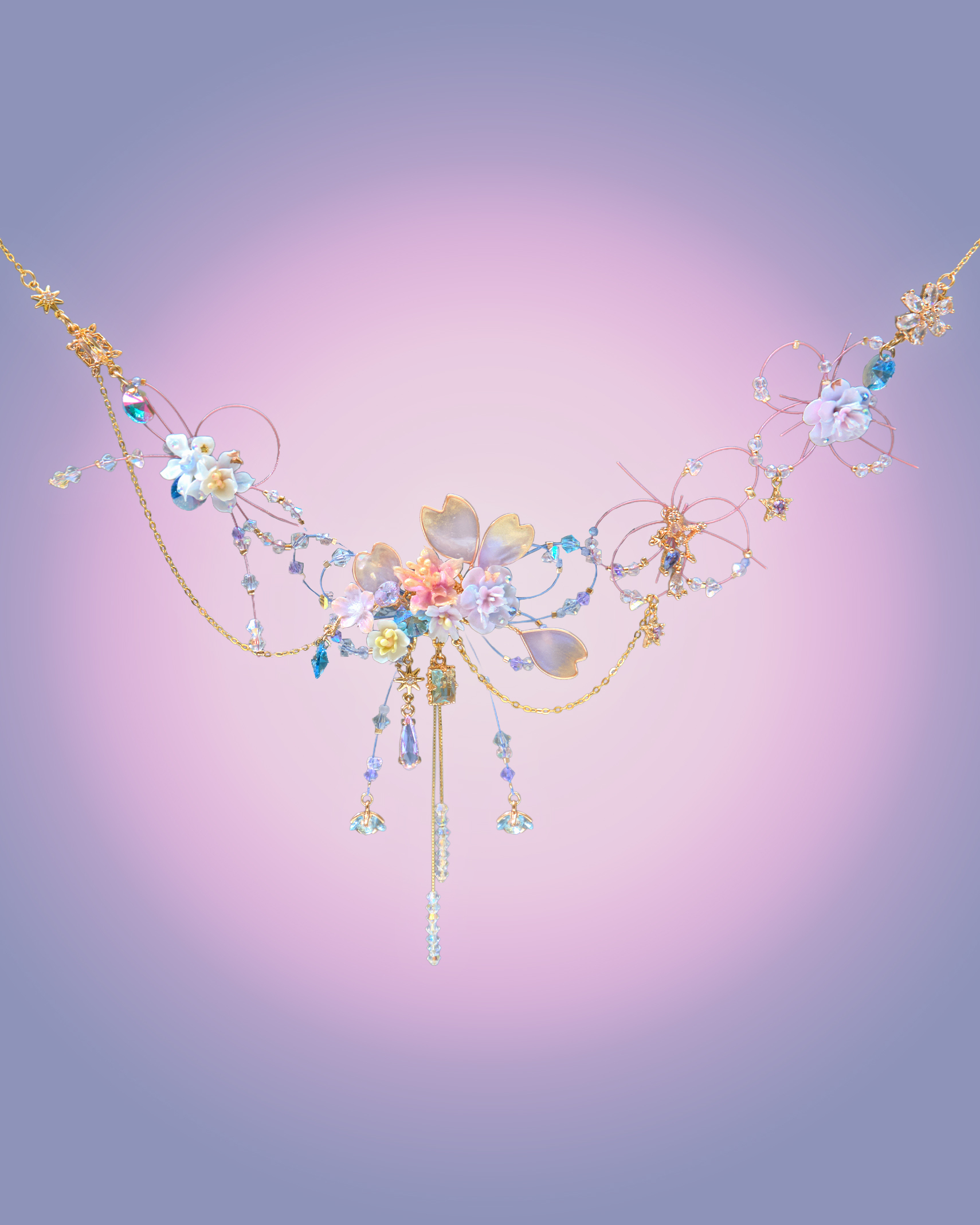 Meteor Flow  Drip Petal Wired 3D Necklace