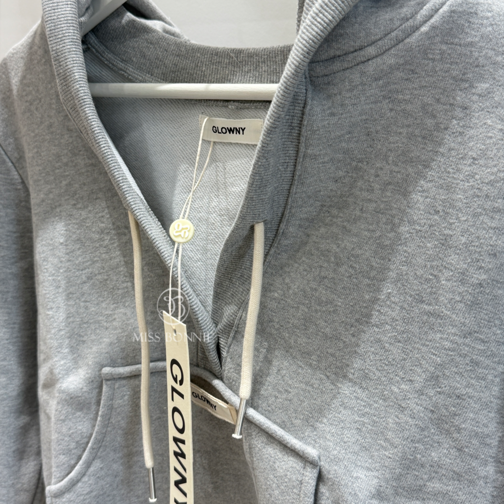 GLOWNY V領棉質連帽長袖上衣