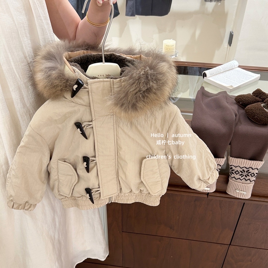 復古毛領牛角扣外套