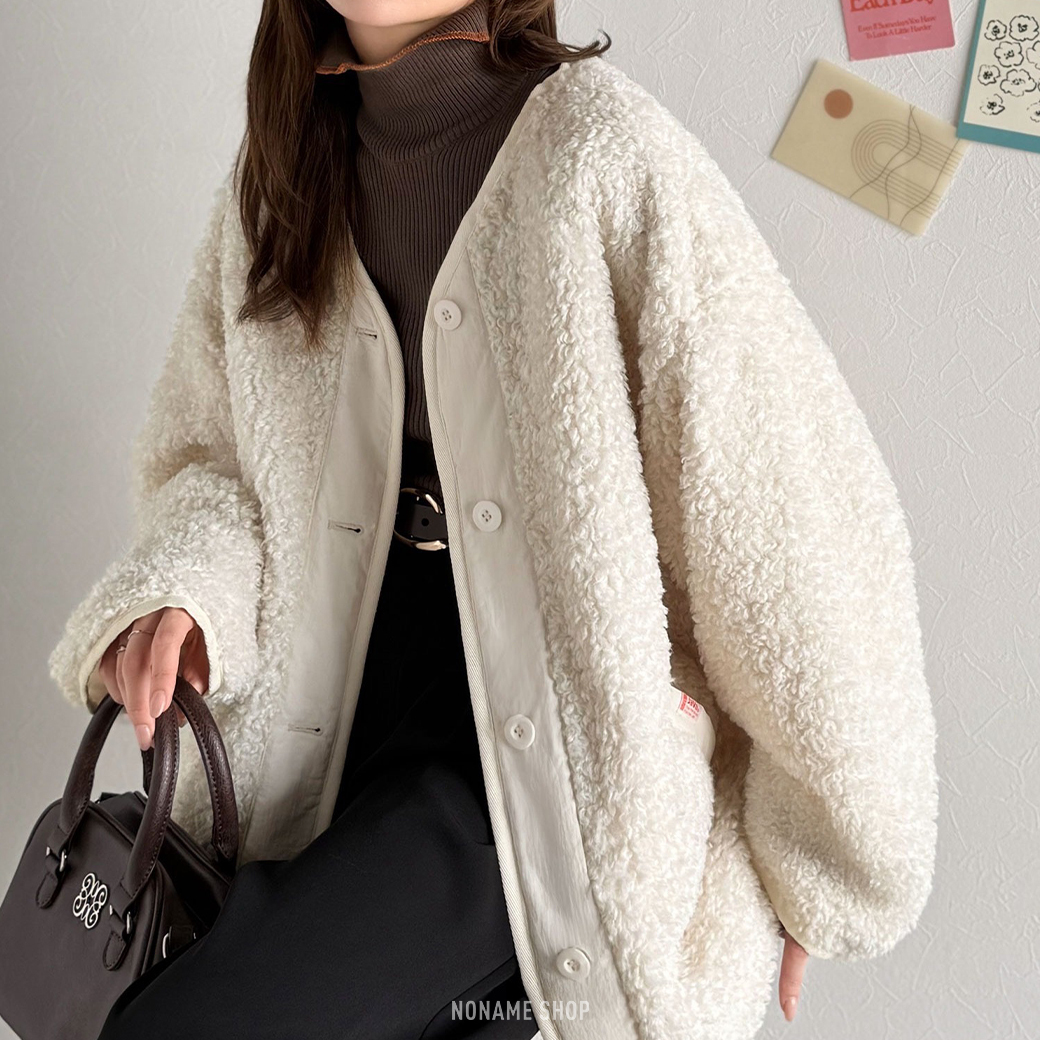 JAVA 日系 寬鬆 異材質 排釦 外套 四色 (女款)