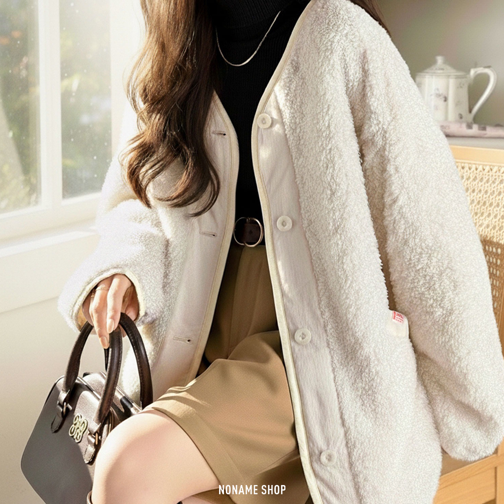 JAVA 日系 寬鬆 異材質 排釦 外套 四色 (女款)