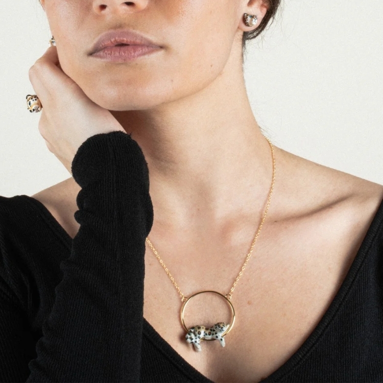 金錢豹小圈型瓷項鍊