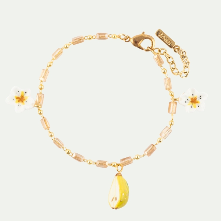 豐收時刻梨與花礦石瓷手環