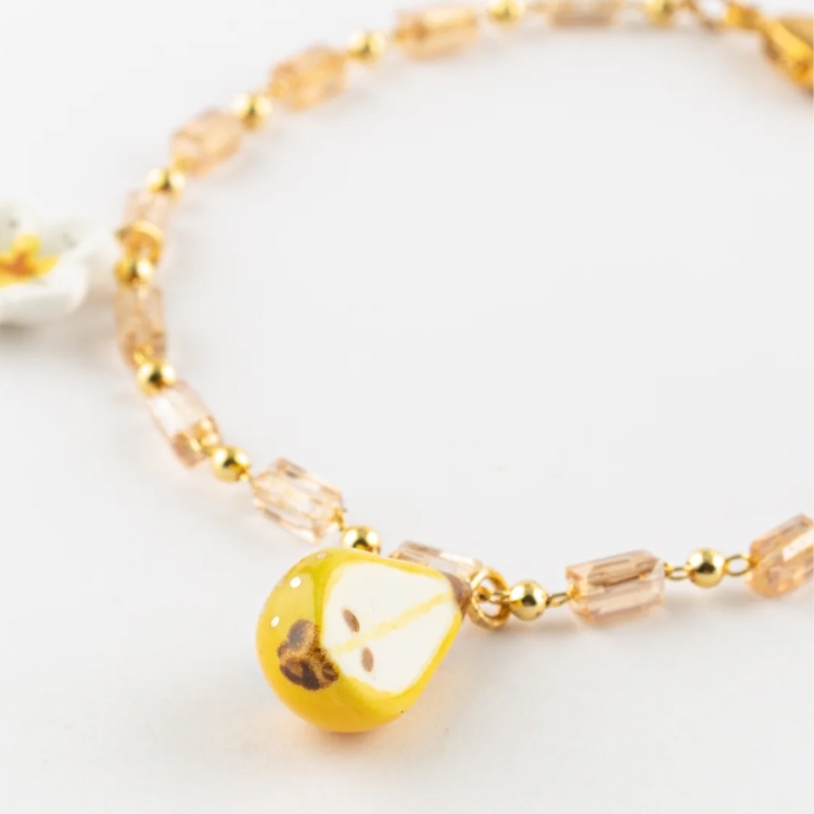 豐收時刻梨與花礦石瓷手環