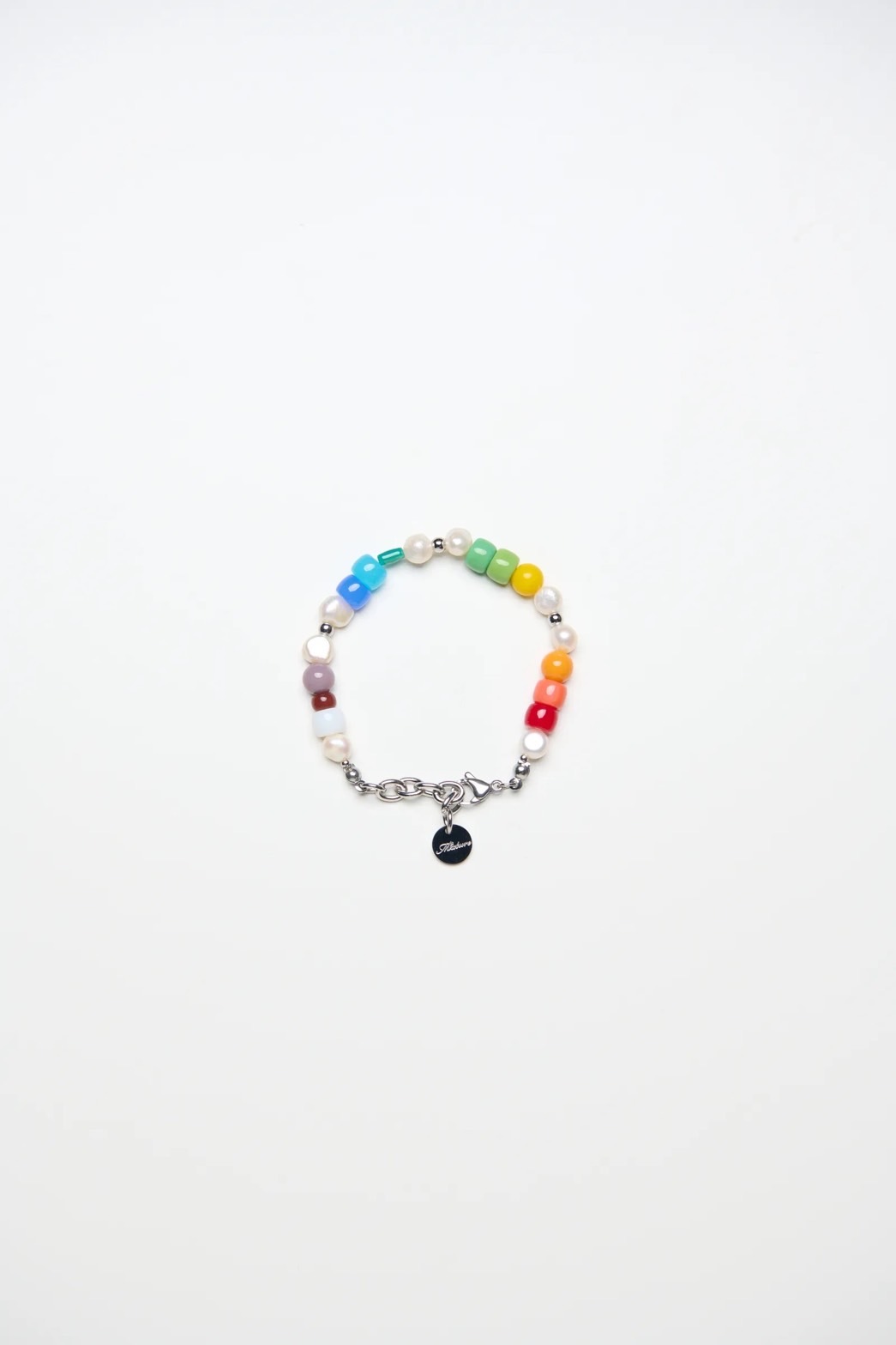 MB034 多彩琉璃珠串接天然淡水珍珠手鏈