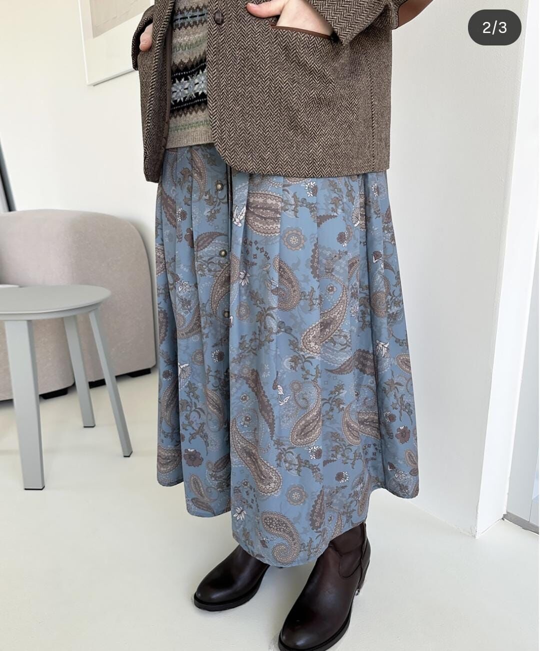 KM5270 腰果花百摺連身裙