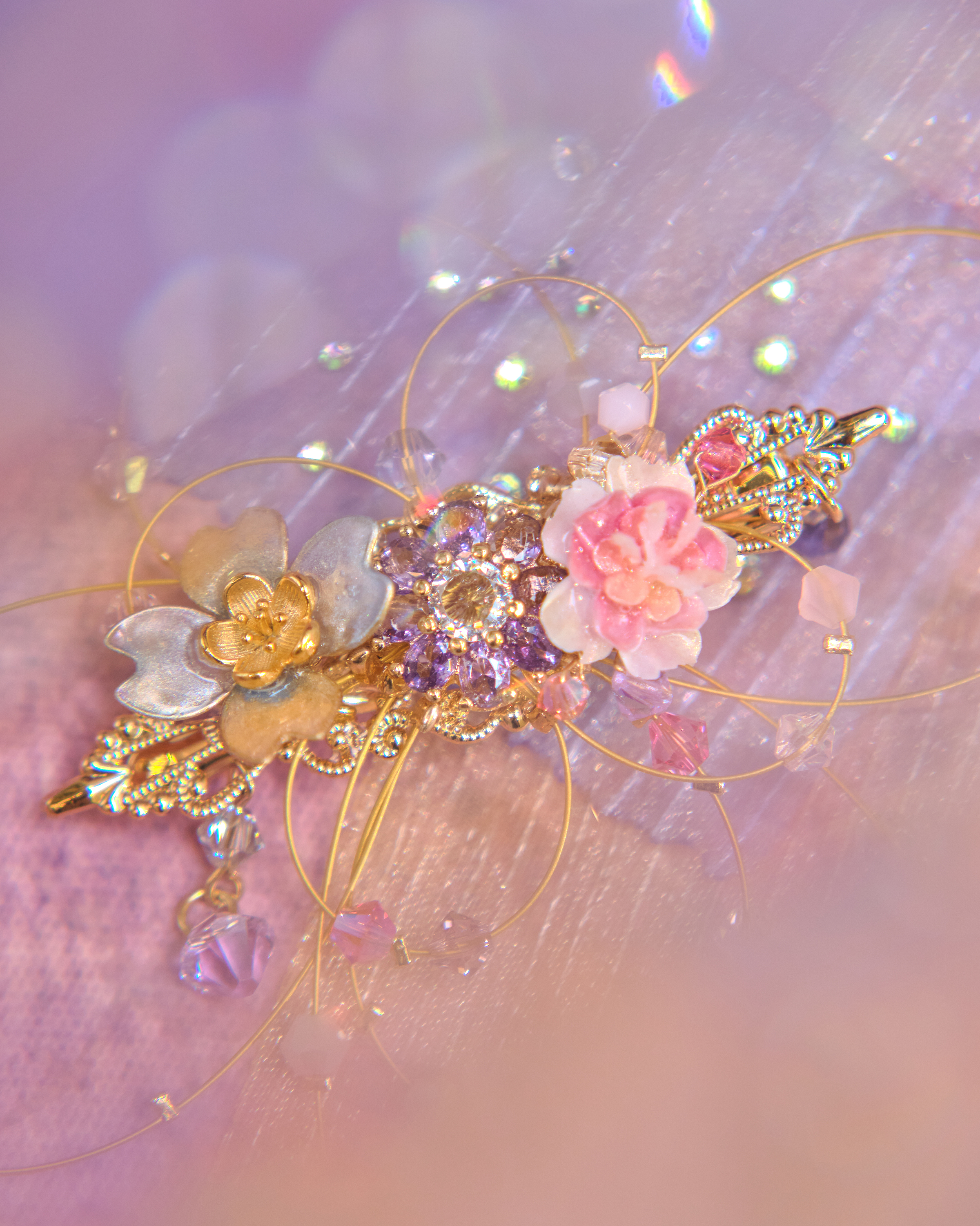 13095 Mermaid Shell Dream Cold-Porcelain Floral Detachable Bow Duo Set