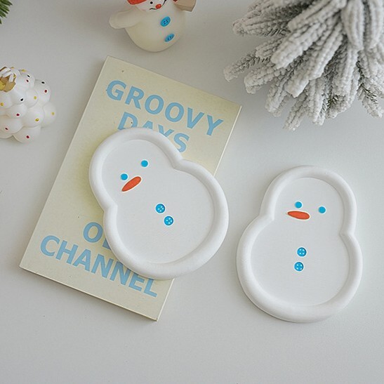 《6398》聖誕雪人石膏蠟燭托盤