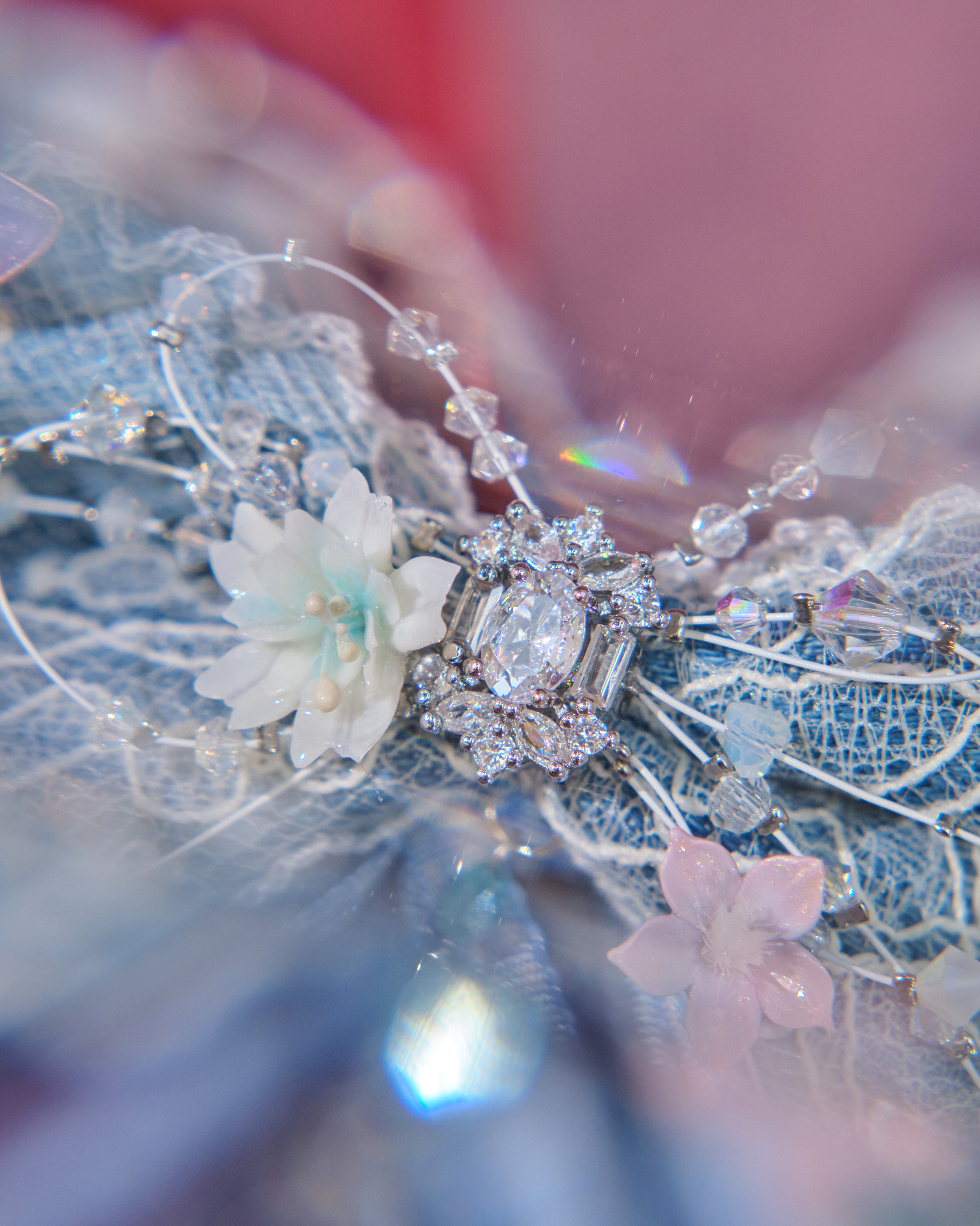 13091 Mermaid Shell Dream Cold-Porcelain Floral Detachable Bow Duo Set